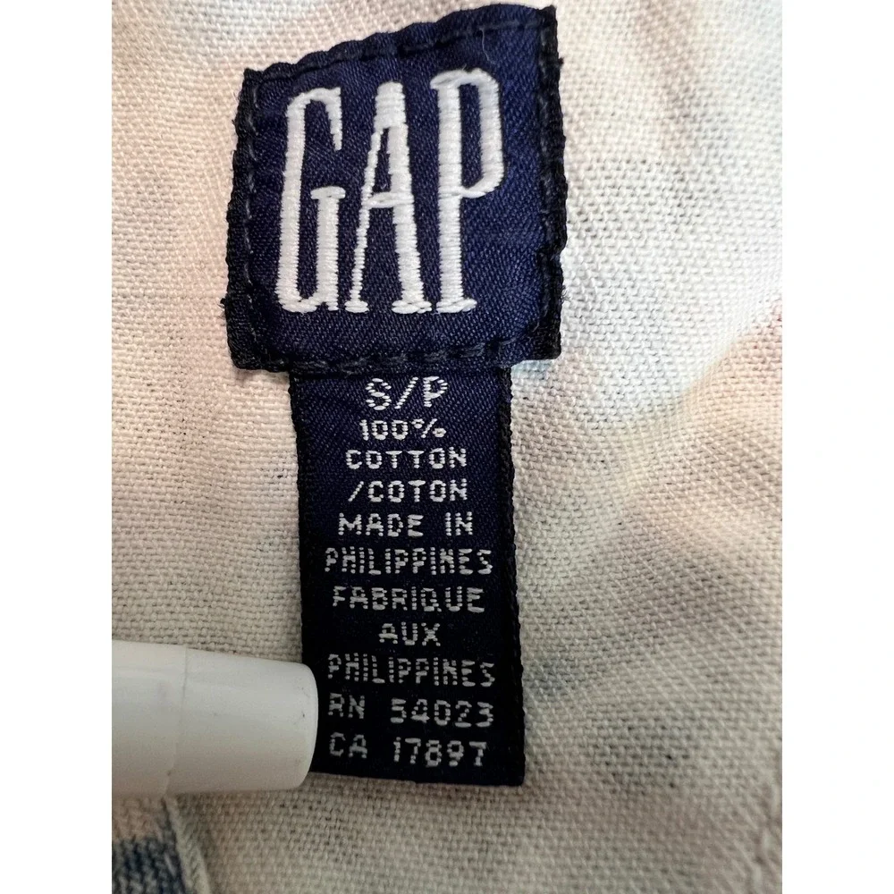 GAP Kids Girls‎ Floral Cotton Pinafore Dress Blue Red Tan Cross Back Size S 6-7